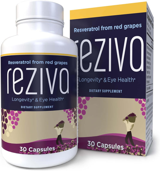 Ultra High Potency VisiVite Reziva Resveratrol Supplement for Longevity & Eye Health - Doctor Formulated Transresveratrol Capsules - Grapeseed Extract - 30 Veg Caps