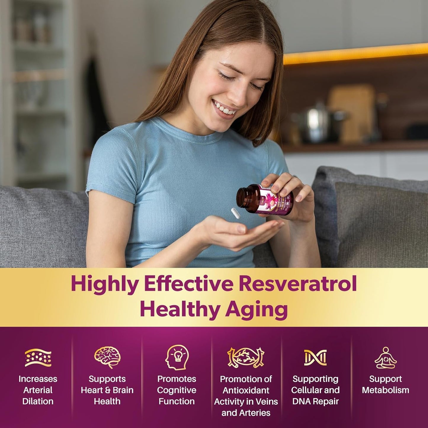 Ultra High Purity Sizyok Piceid Resveratrol Supplement with NAD+ Cell Regenerator for Heart Health and Metabolism, Red Grape Powder, 45 Day Supply