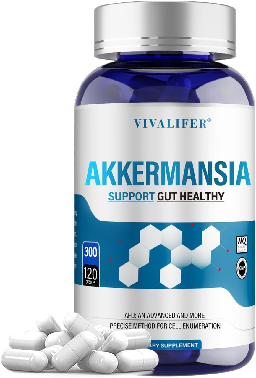 Ultra High Strength DQQI Akkermansia Probiotic Supplement with 300 Billion AFU Live Strain for Gut Health, Immune Support, and Overall Wellness - 120 Capsules for Men and Women