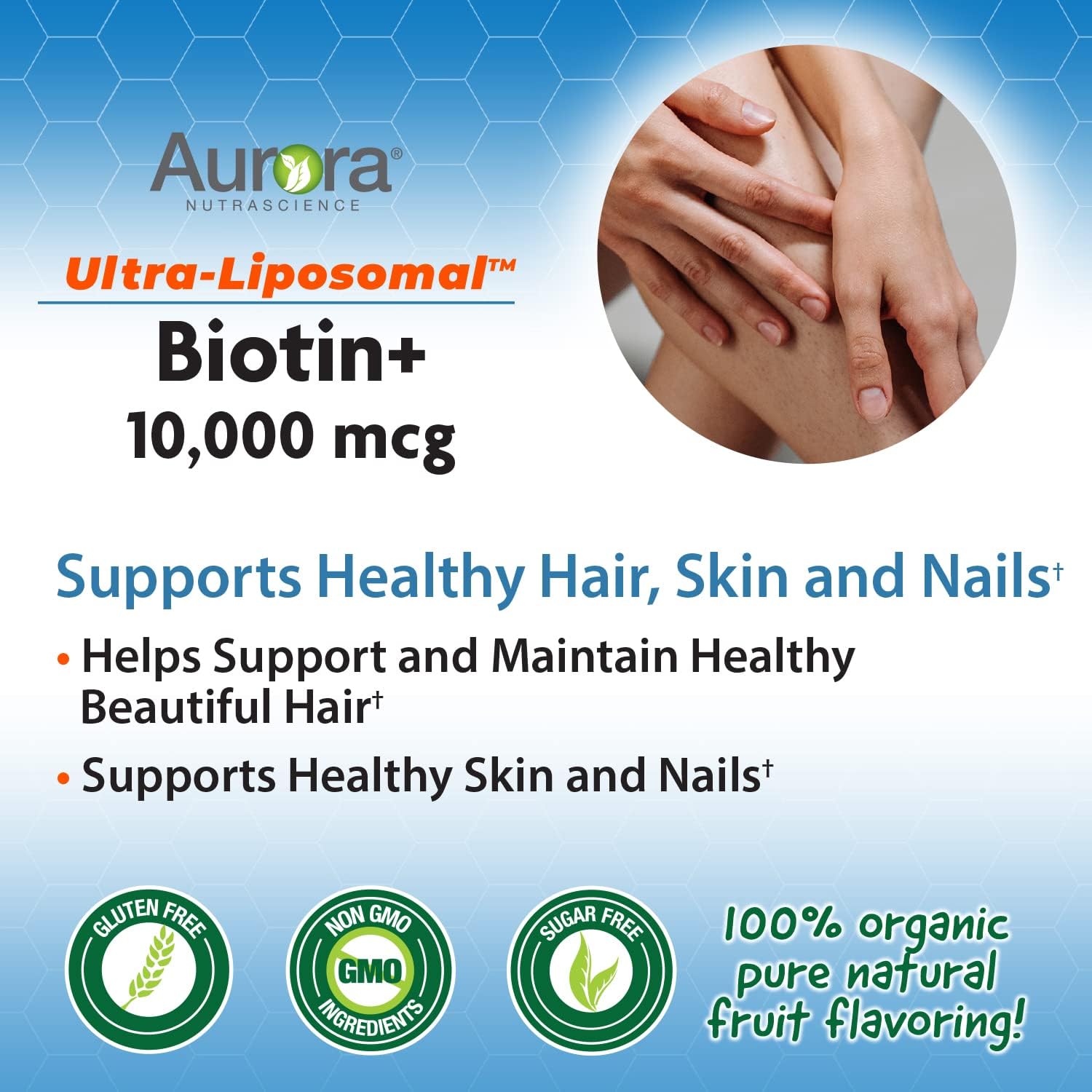 Ultra-Liposomal Biotin 10,000mcg for Hair, Skin & Nails - Collagen Boost - 10 fl oz - BoostGo Australia