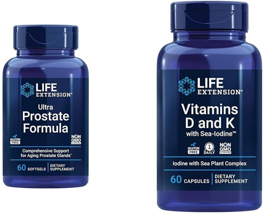 Ultra Prostate Formula for Men - Saw Palmetto, Pygeum, Nettle, Vitamins D & K, Sea-Iodine