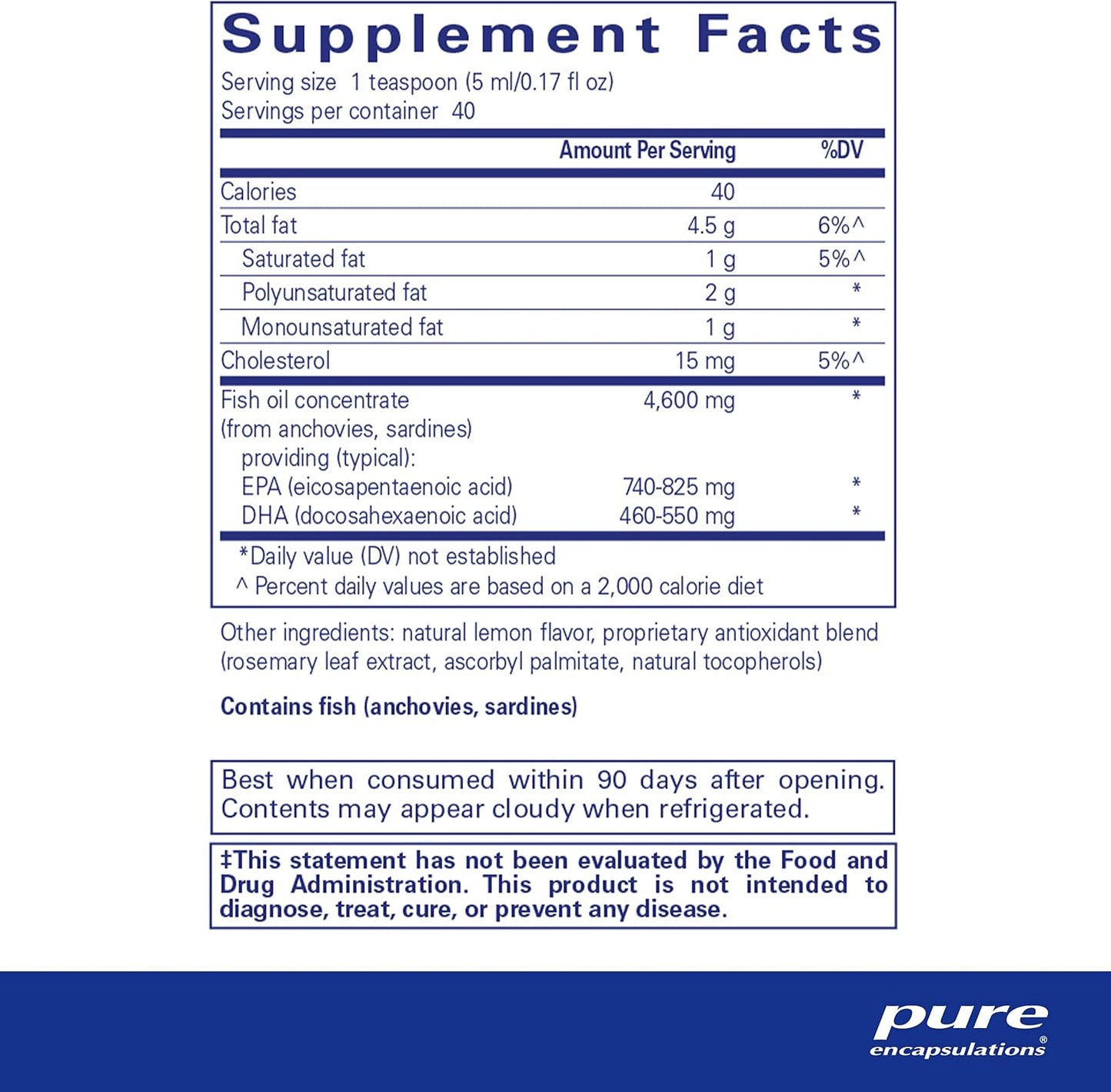 Ultra-Pure EPA/DHA Fish Oil Liquid Supplement | 7 fl. oz. Lemon Flavor | Molecularly Distilled Omega-3 Oil