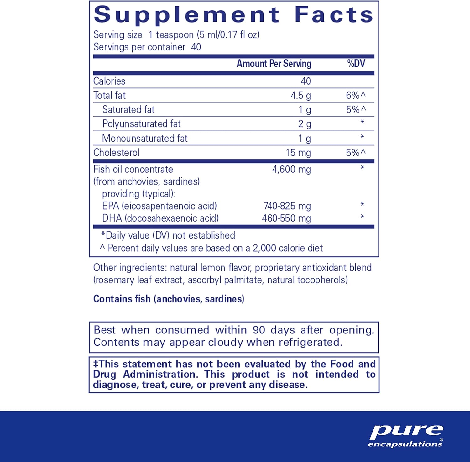 Ultra-Pure EPA/DHA Fish Oil Liquid Supplement | 7 fl. oz. Lemon Flavor | Molecularly Distilled Omega-3 Oil
