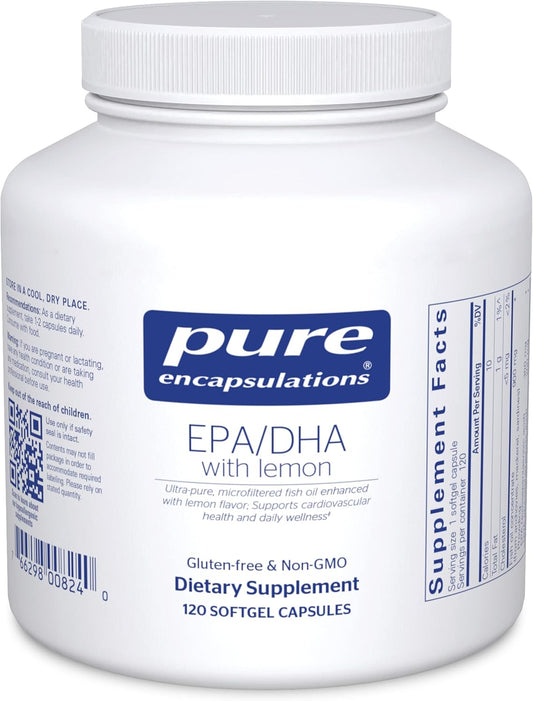 Ultra-Pure EPA/DHA Lemon Fish Oil Concentrate | 120 Softgel Capsules | Molecularly Distilled Omega-3 Supplement
