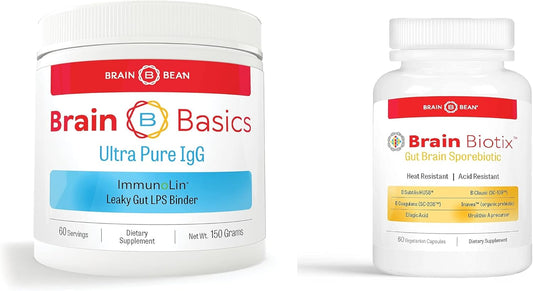 Ultra Pure IgG & Brain Biotix Gut Health Bundle: Nutrient-Rich Immunoglobulin & Spore-Based Probiotic | Dairy, Gluten, & Nut-Free | Made in USA