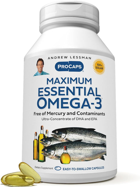 Ultra-Pure Maximum Essential Omega-3 Fish Oil Softgels, 60 ct - High DHA, Mercury-Free Supplement for Heart Health - Small, Easy-to-Swallow Capsules