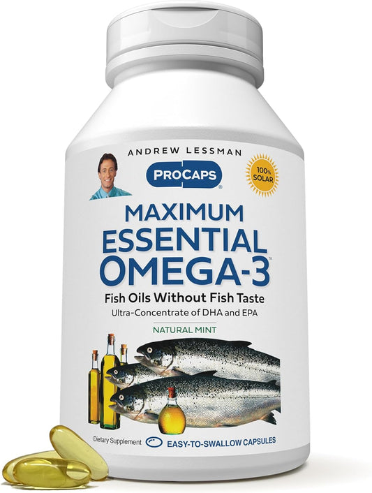 Ultra-Pure Maximum Essential Omega-3 Mint Softgels - High DHA, No Contaminants or Mercury - Small, Easy to Swallow Omega-3 Oils