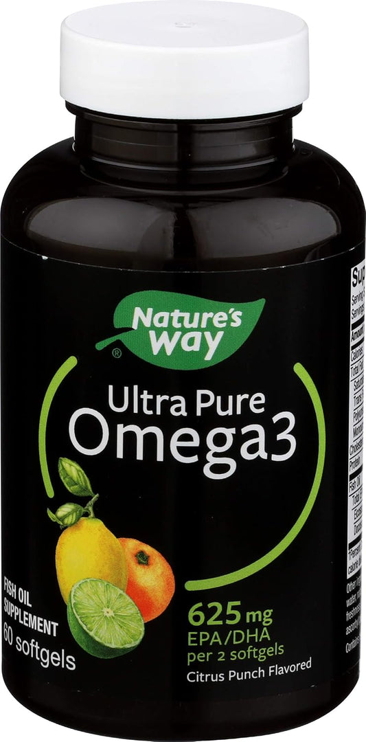 Ultra Pure Omega-3 Fish Oil Supplement Softgels, Citrus Punch Flavor, 60 Ct by Nature's Way
