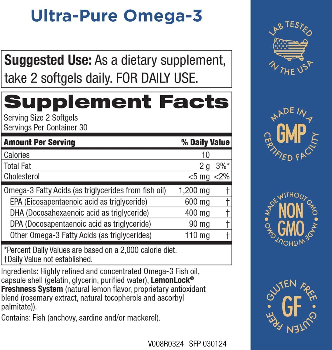 Ultra Pure Omega 3 Softgels - 60 Count by Purity Products - BoostGo Australia