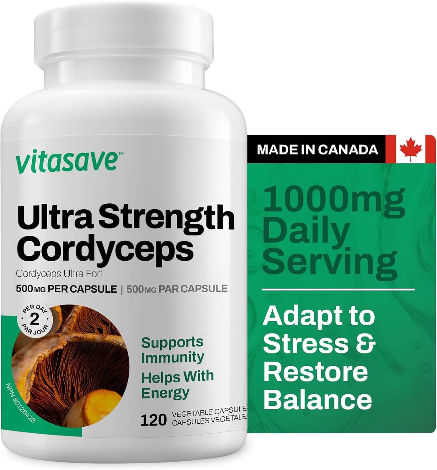 Ultra Strength 1000mg Cordyceps Mushroom Capsules for Natural Energy and Endurance Support - Non-GMO, Gluten-Free - 60 Day Supply