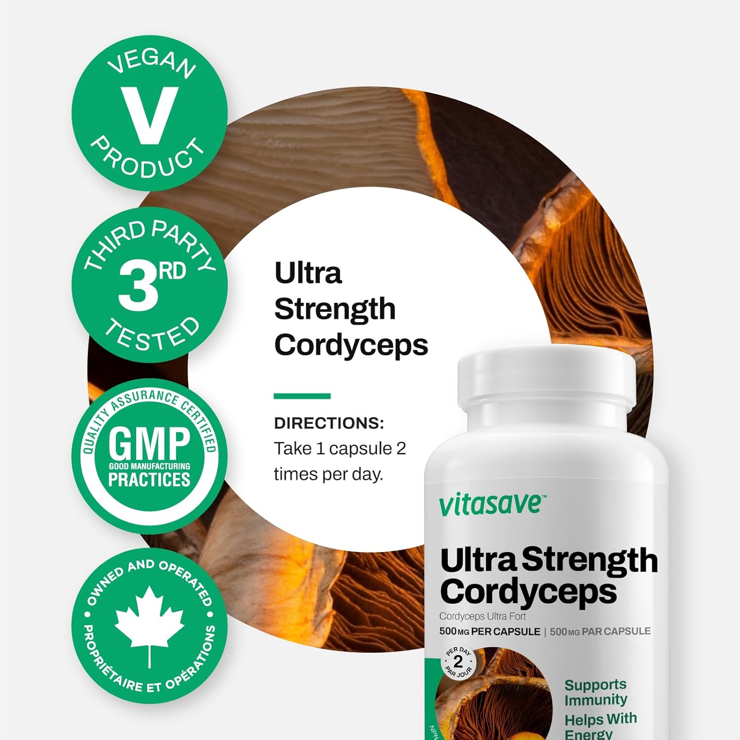Ultra Strength 1000mg Cordyceps Mushroom Capsules for Natural Energy and Endurance Support - Non-GMO, Gluten-Free - 60 Day Supply