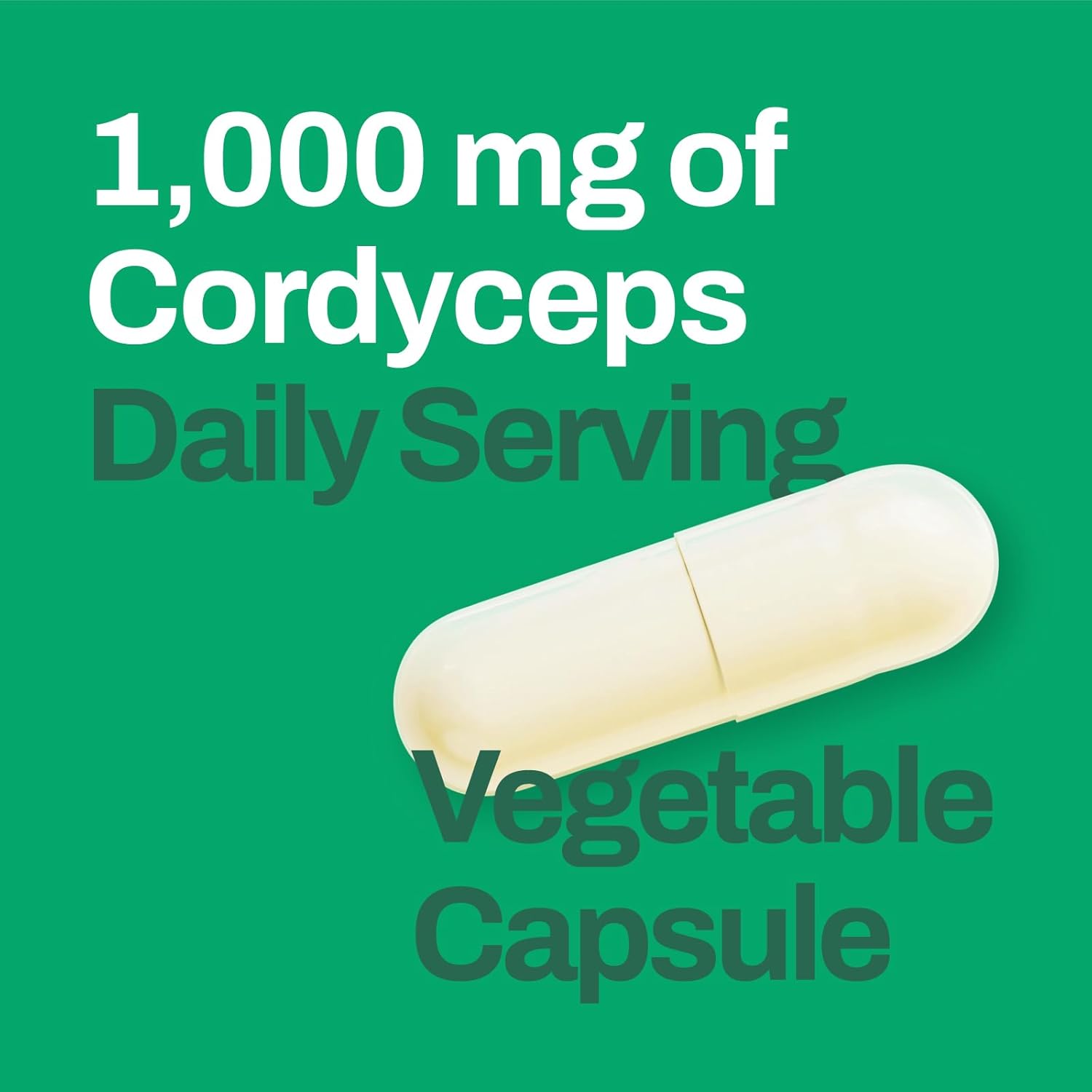 Ultra Strength 1000mg Cordyceps Mushroom Capsules for Natural Energy and Endurance Support - Non-GMO, Gluten-Free - 60 Day Supply