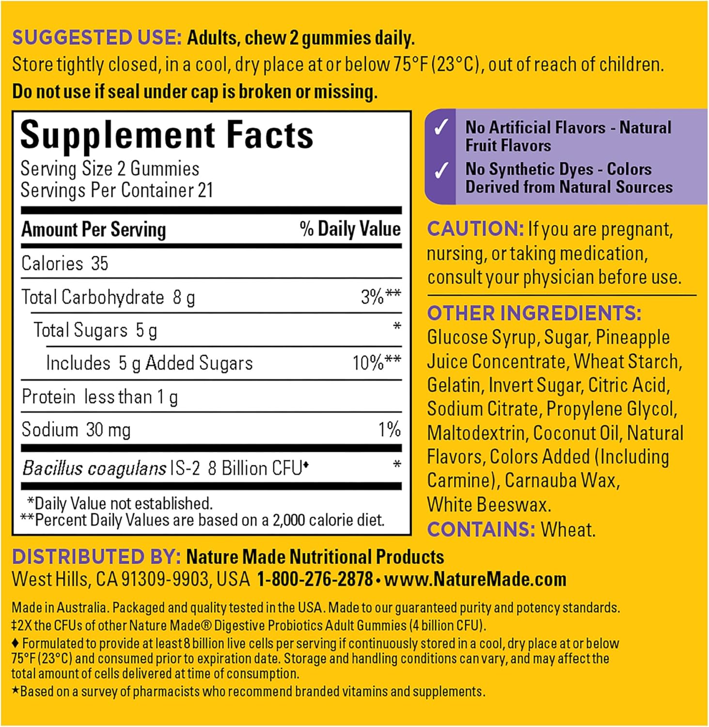 Ultra Strength Digestive Probiotics Gummies for Women and Men - 42 Count, 21 Day Supply
