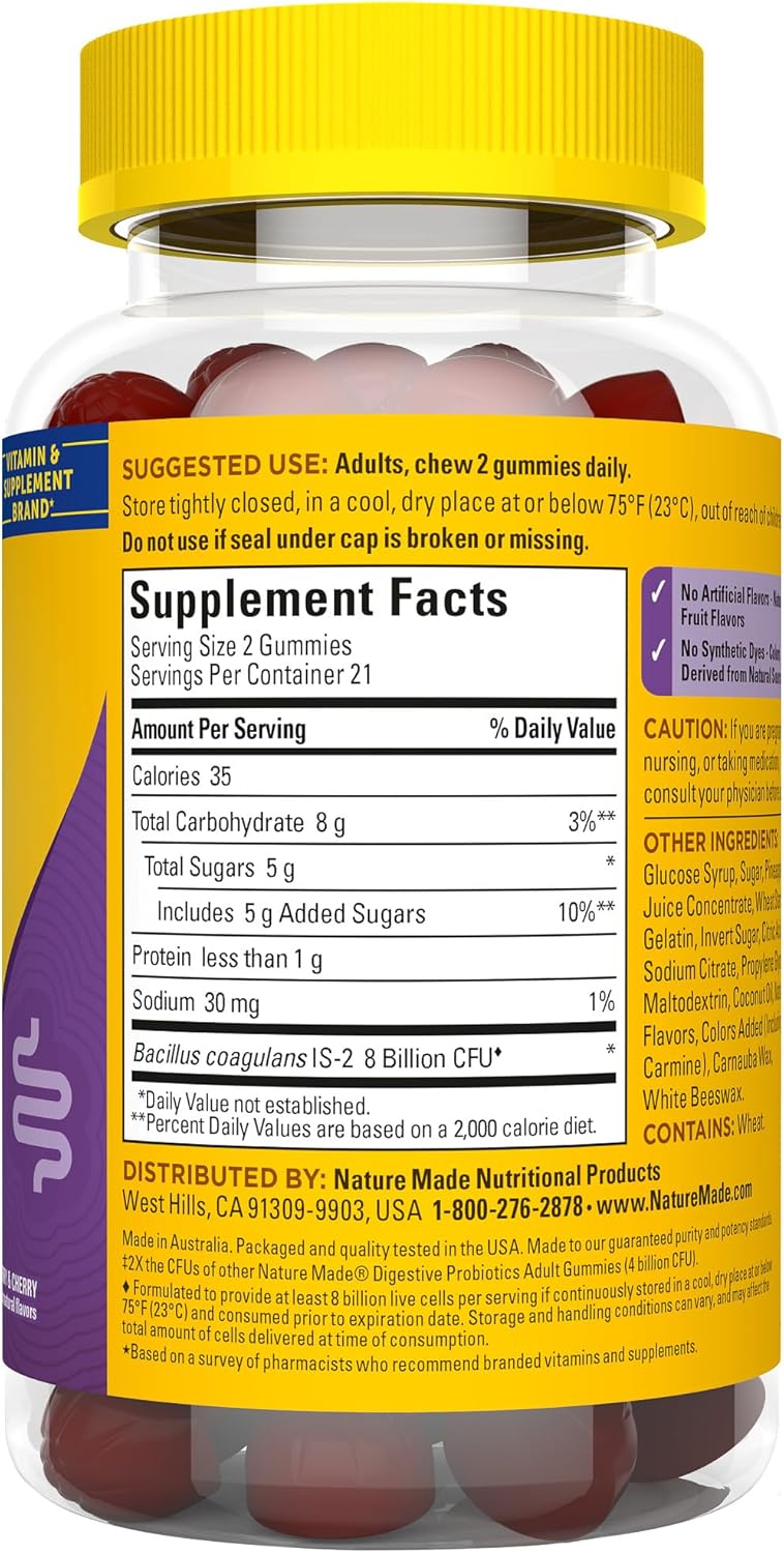 Ultra Strength Digestive Probiotics Gummies for Women and Men - 42 Count, 21 Day Supply