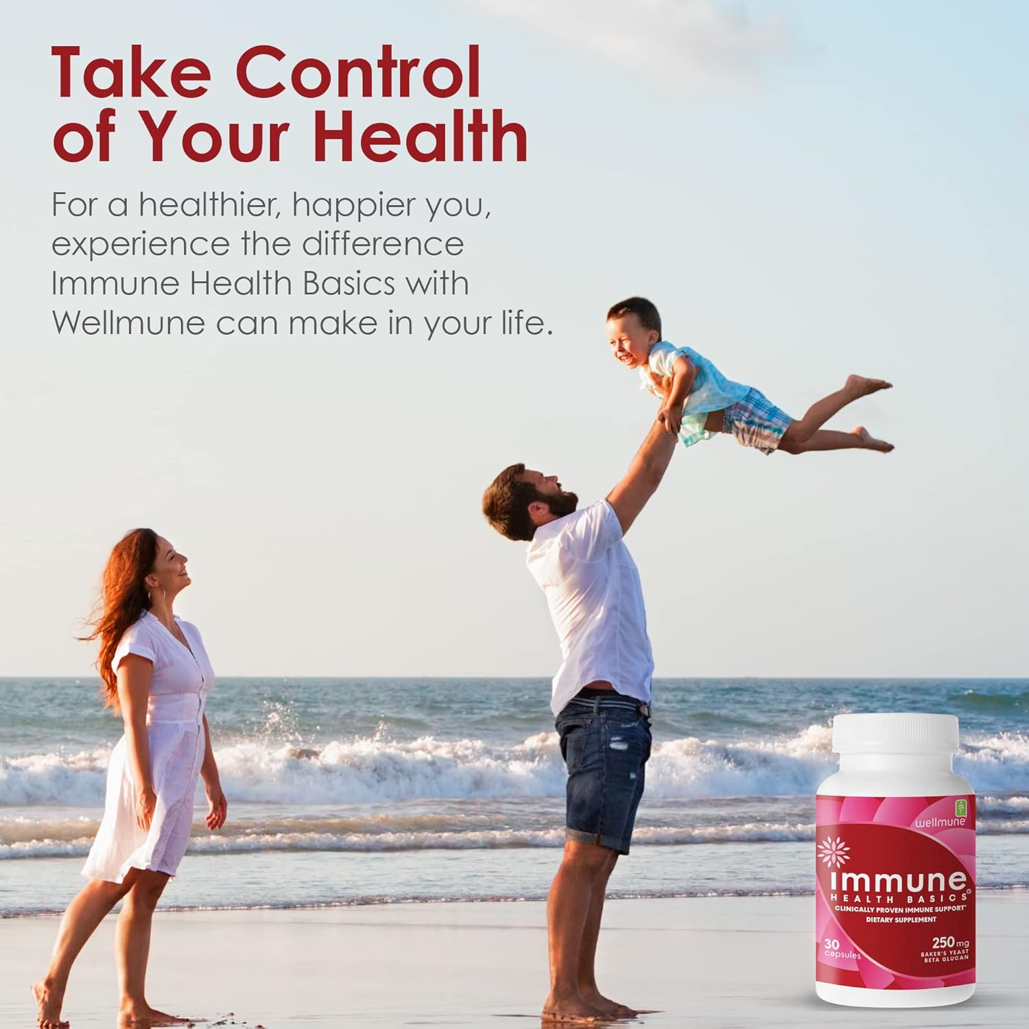 Ultra Strength Immune Support Capsules with Wellmune Beta Glucan - Clinically Proven for Immunity - Gluten-Free, Non-GMO, Vegan - 30 Capsules, 250 mg