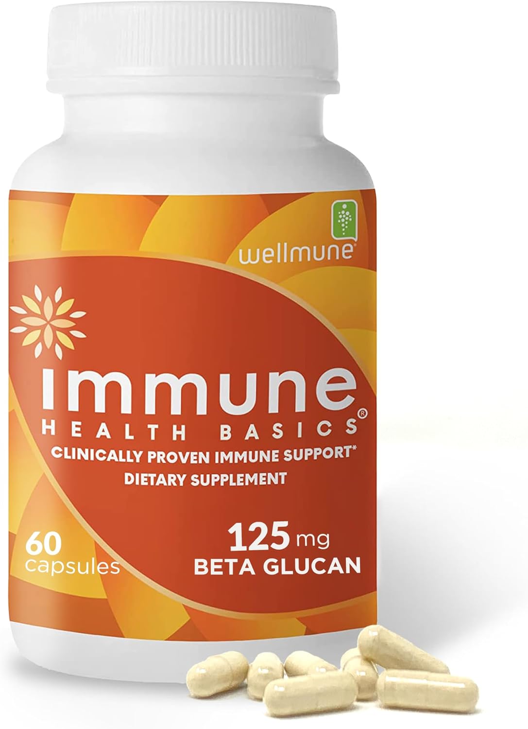 Ultra Strength Immunity Support Capsules with Wellmune Beta Glucan - Clinically Proven Immune Health Formula - 60 Capsules, 125 mg