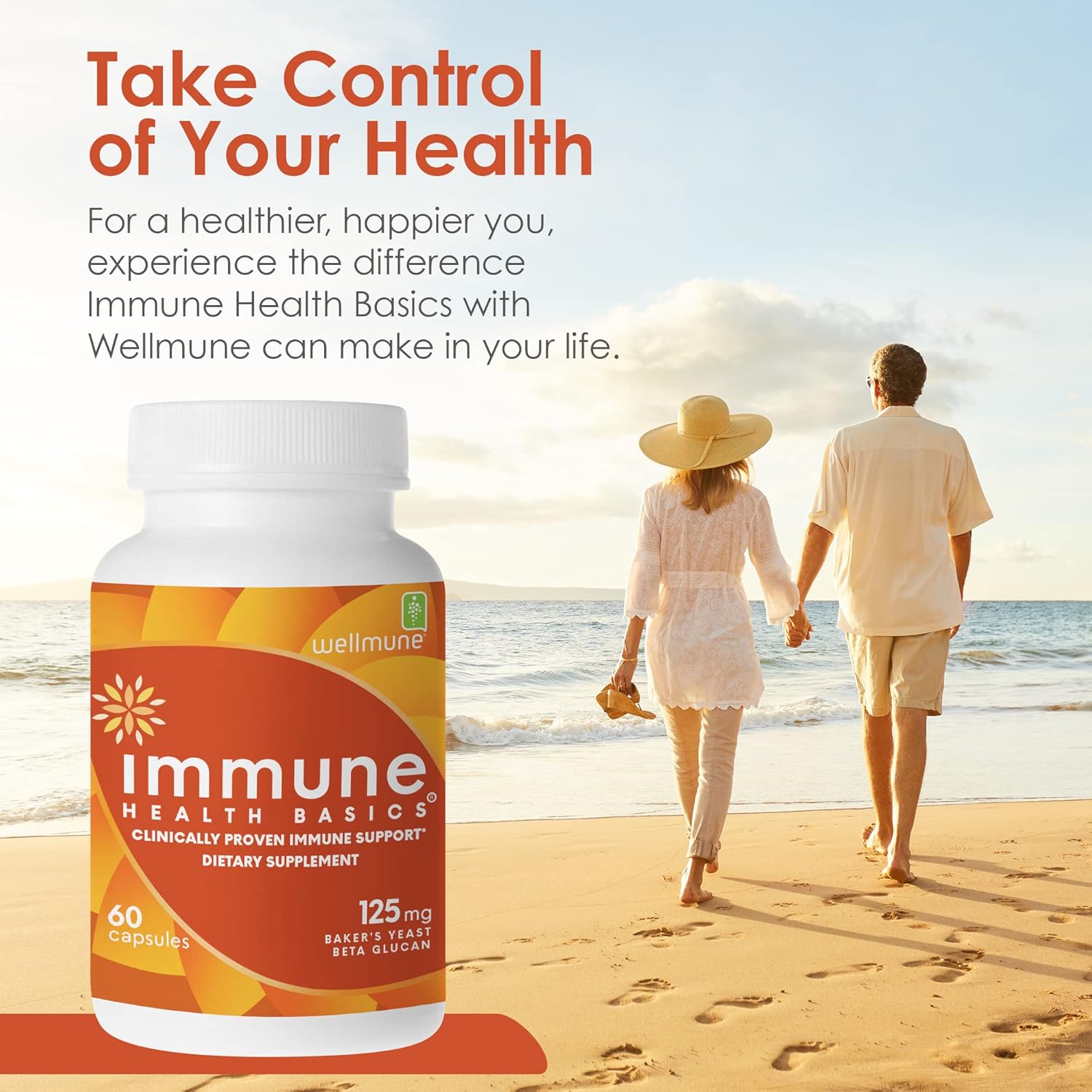 Ultra Strength Immunity Support Capsules with Wellmune Beta Glucan - Clinically Proven Immune Health Formula - 60 Capsules, 125 mg