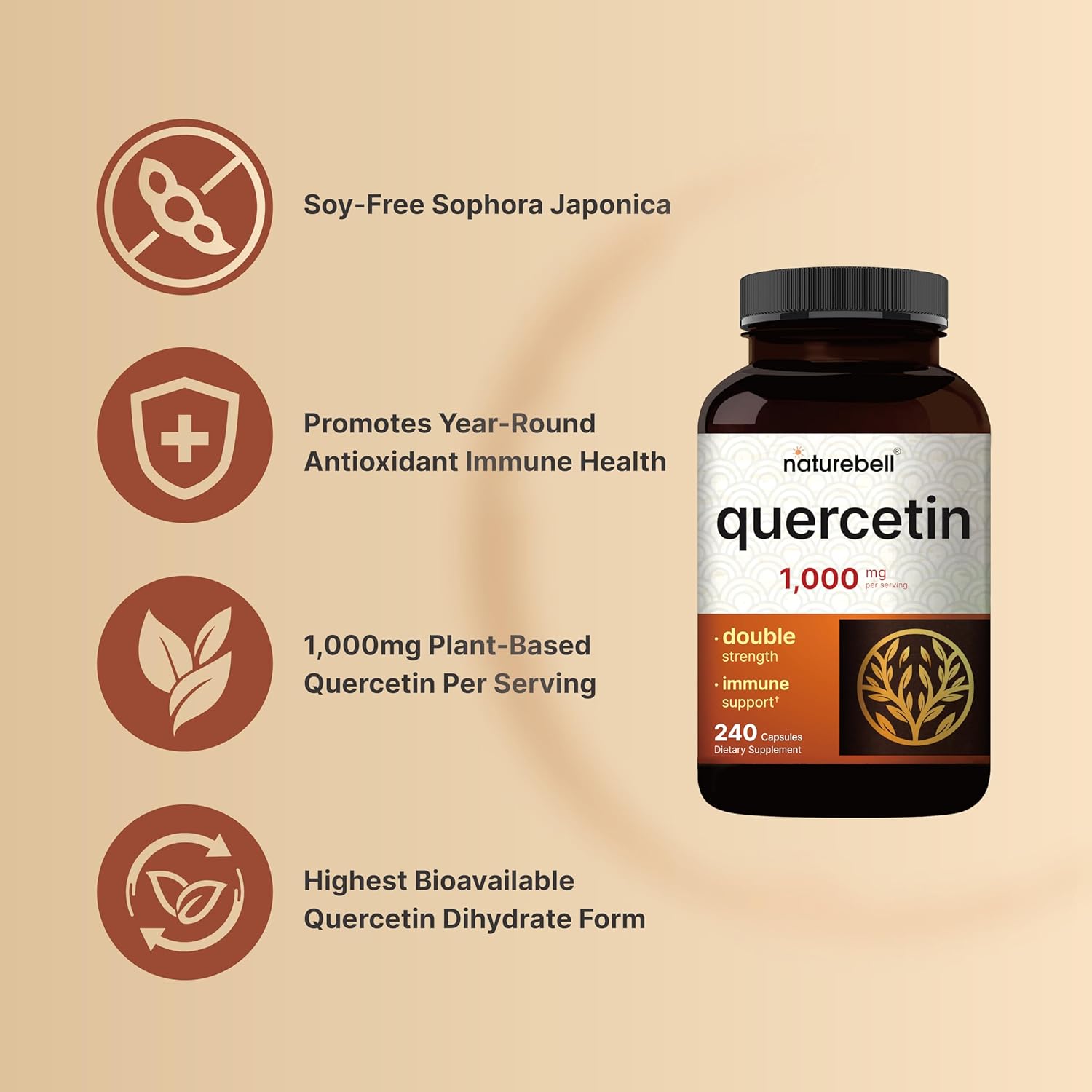 Ultra Strength Quercetin 1000mg Bundle with 10 in 1 Mushroom Powder - Immune & Brain Health Support