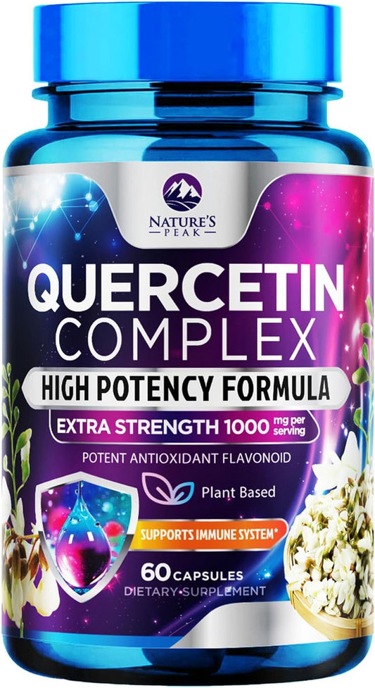 Ultra Strength Quercetin 500mg Capsules - Bioflavonoids & Antioxidant Support - Immune, Heart, Respiratory Health - Non GMO, Gluten Free - 60 Capsules