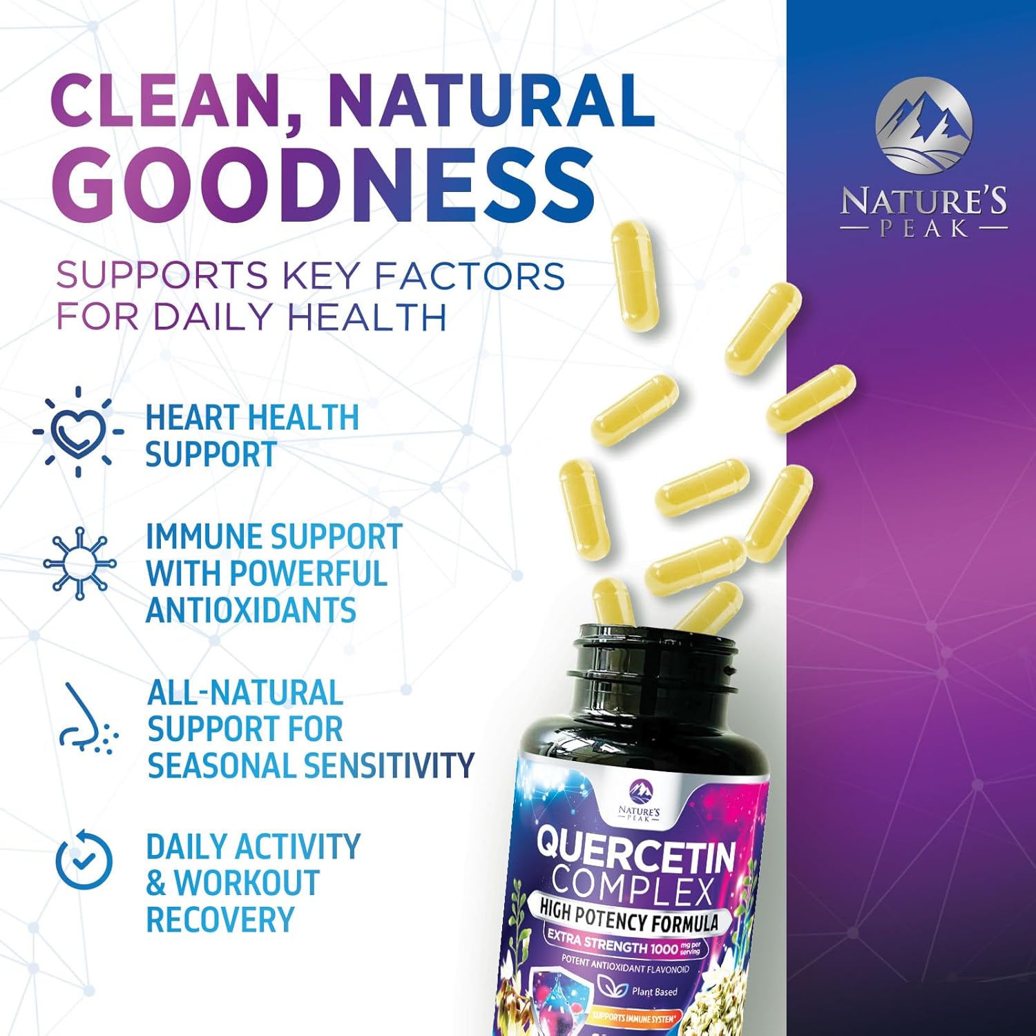 Ultra Strength Quercetin Capsules 1000mg Serving | Immune & Heart Health Support Supplement - 120 Capsules