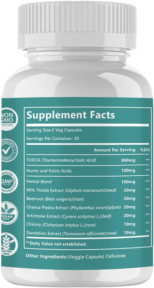 Ultra Strength TUDCA Supplement - 1000mg Liver Support, Cleanse Detox & Repair - 60 Capsules