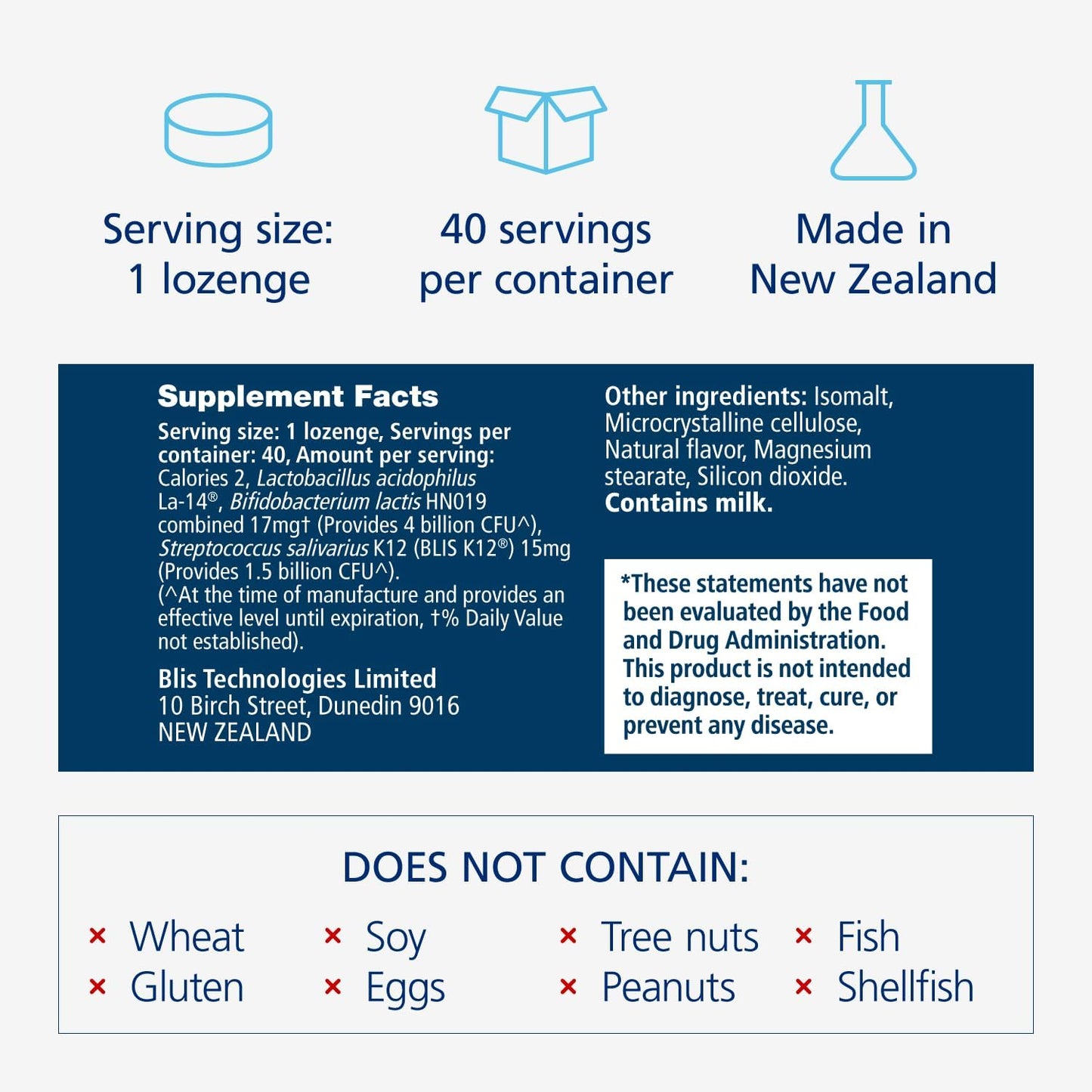 UltraBLIS Probiotic Immune Support Supplement - Gut and Oral Probiotics for Daily Immunity - Scientifically Tested Strains with K12 - 40 Lozenges