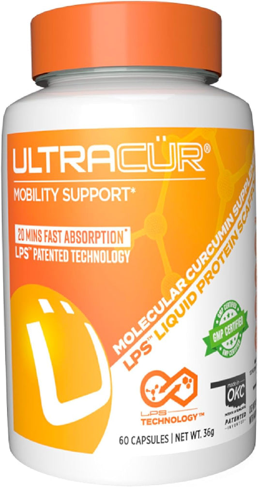 UltraCur Curcumin Turmeric Capsules - High Absorption Curcumin Supplement - 60 Vegetarian Capsules