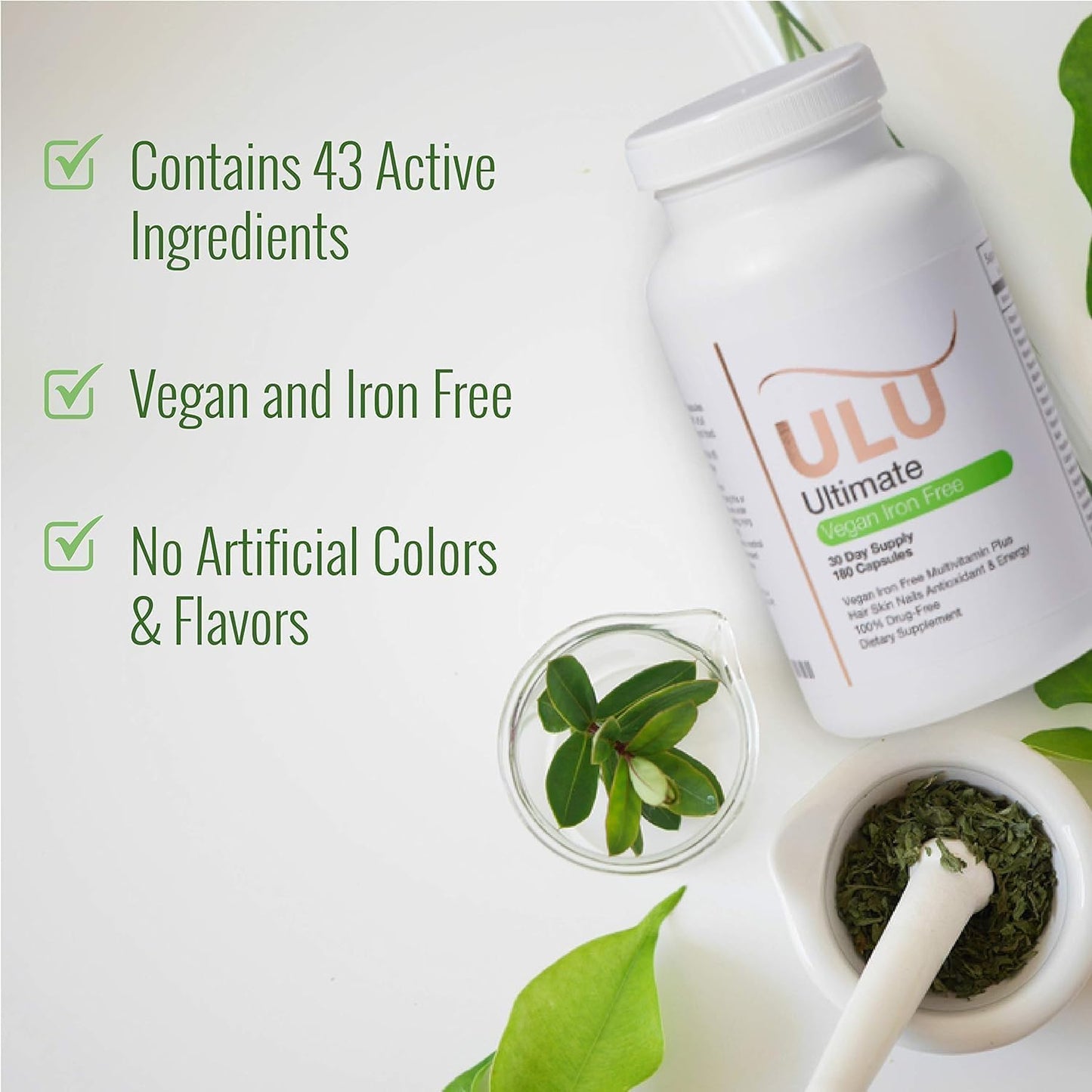 ULULIFE Ultimate Multivitamin: Vegan Blend for Stronger Hair, Skin, & Nails, Improved Antioxidant & Energy Levels, Better Sleep & Less Stress - 180 Capsules