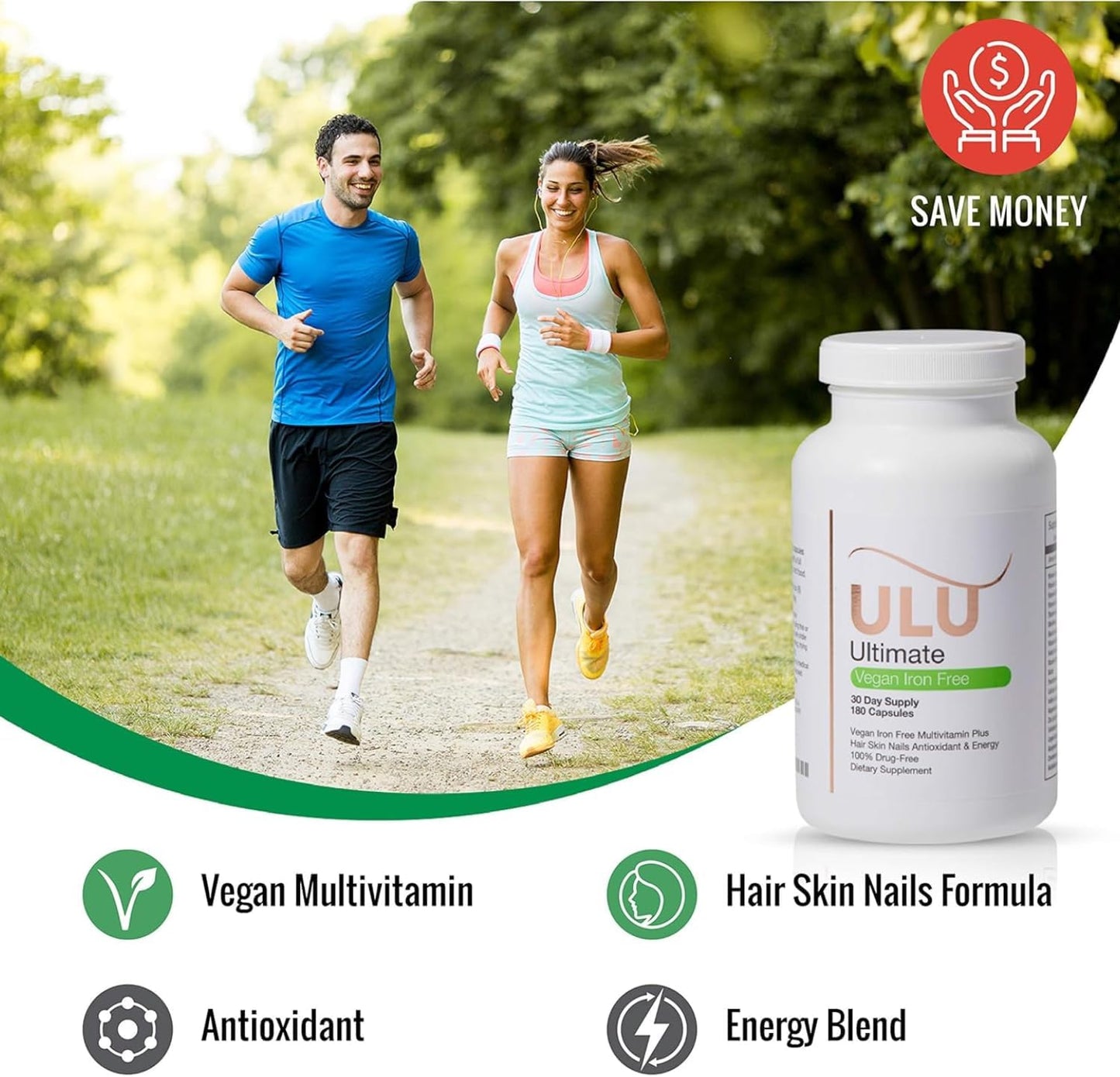 ULULIFE Ultimate Multivitamin: Vegan Blend for Stronger Hair, Skin, & Nails, Improved Antioxidant & Energy Levels, Better Sleep & Less Stress - 180 Capsules