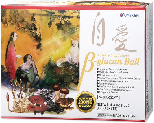 Umeken Beta Glucan Mushroom Extract Supplement, Immune Boost, 90 Packets, 3 Month Supply