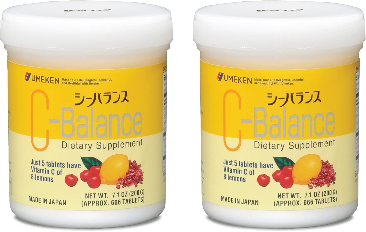 Umeken C-Balance High Potency Chewable Vitamin C Supplements with Citric Acid & GLA - 200g, 4.5 Months Supply (Pack of 2)