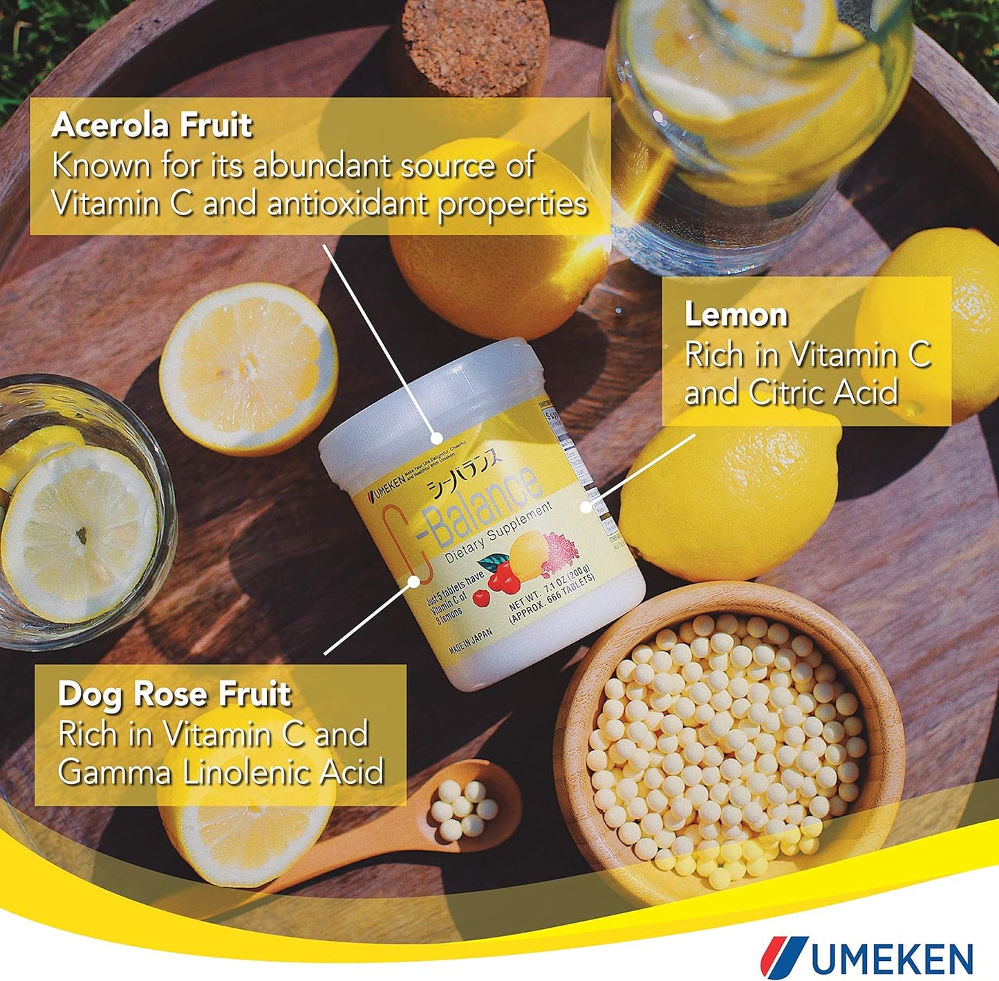 Umeken C-Balance High Potency Chewable Vitamin C Supplements with Citric Acid & GLA - 200g, 4.5 Months Supply (Pack of 2)