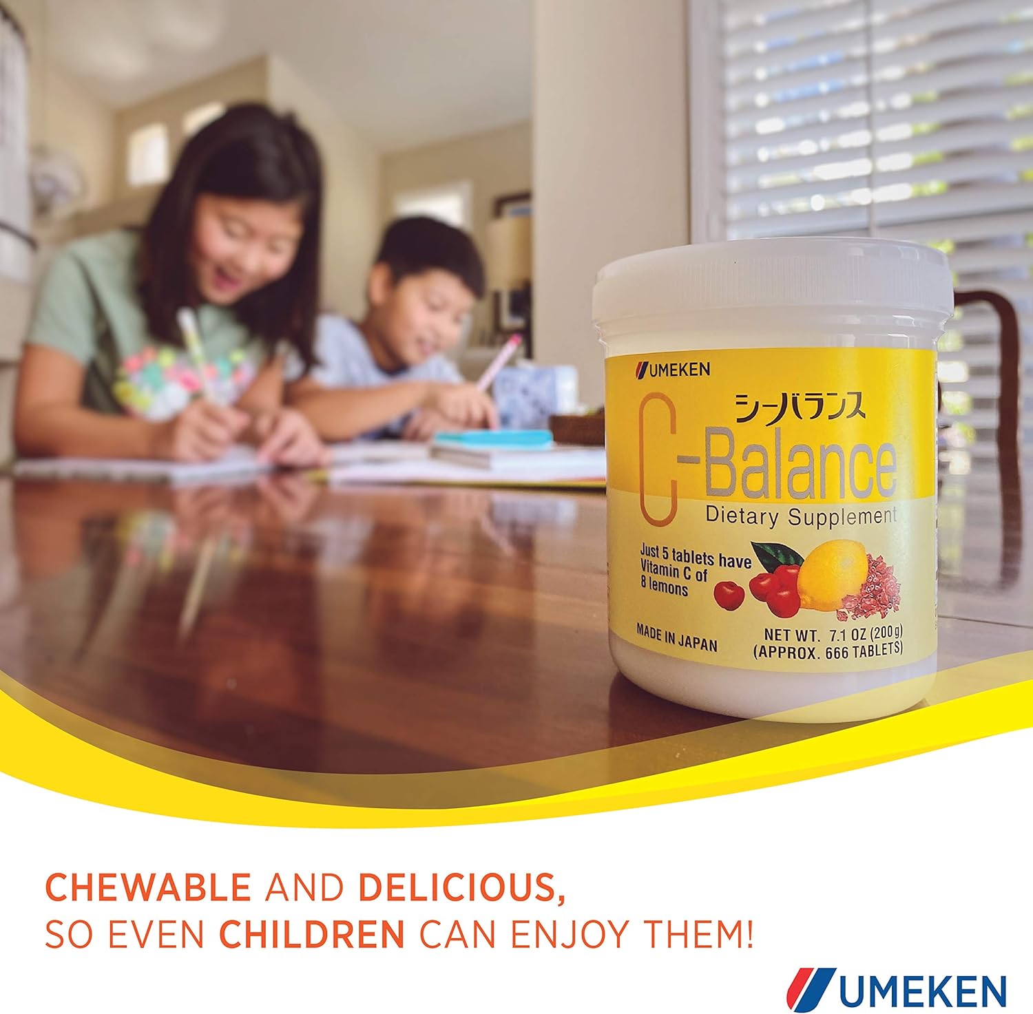 Umeken C-Balance High Potency Chewable Vitamin C Supplements with Citric Acid & GLA - 200g, 4.5 Months Supply (Pack of 2)