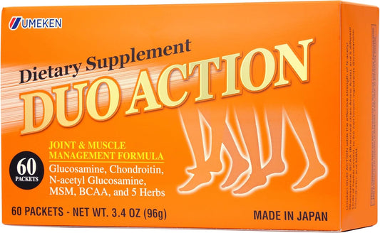 Umeken Duo Action Supplements with MSM, BCAA, Chondroitin & Glucosamine - 60 Packets, 1 Month Supply