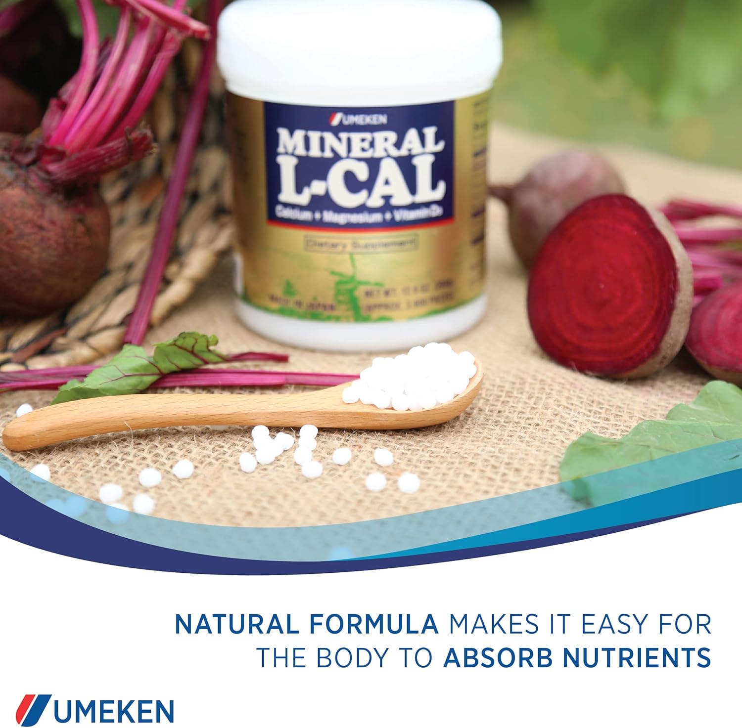 Umeken Mineral L-Cal: Calcium Magnesium D3 Supplement in Water-Soluble Ball Format with Vitamin D3, Enriched with Magnesium and Minerals, Fast-Absorbing, 3,600 Balls & 360g