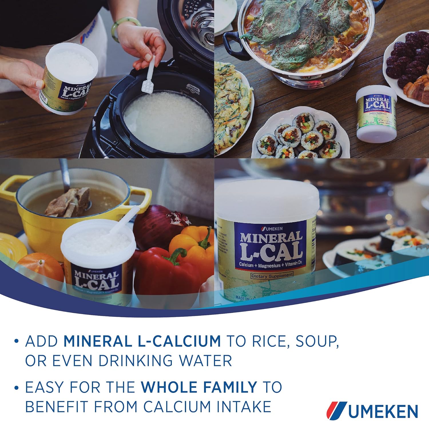 Umeken Mineral L-Cal: Calcium Magnesium D3 Supplement in Water-Soluble Ball Format with Vitamin D3, Enriched with Magnesium and Minerals, Fast-Absorbing, 3,600 Balls & 360g