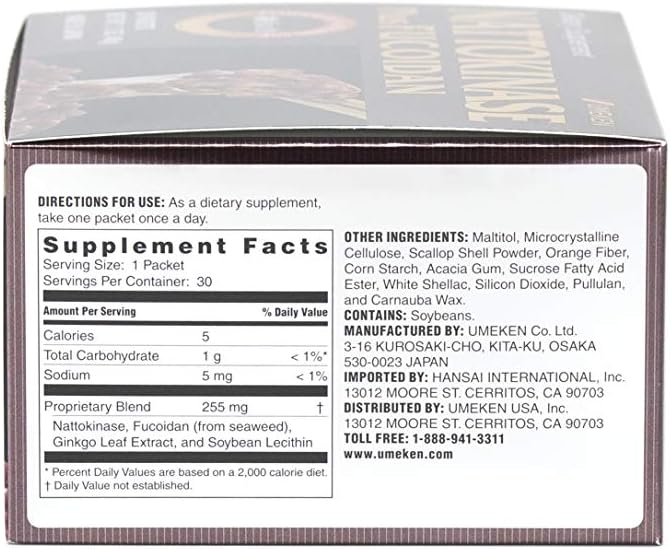 Umeken Nattokinase Plus Fucoidan: Circulatory Support Supplement, 2500FU Natto, Odor Free & Easy to Take, Okinawan Fucoidan, 30 Count