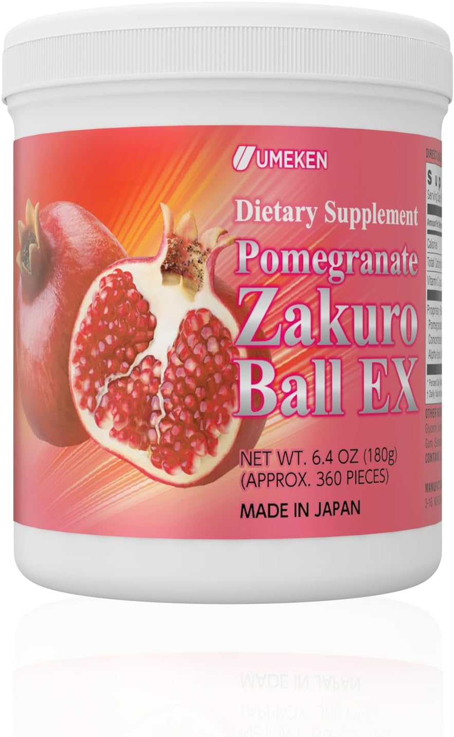 Umeken Pomegranate Chewable Supplement for Women - 360 Count Bottle (2 Month Supply) - Natural Vitamins, Minerals, Citric Acids, Tannins - Japanese Pomegranate Dietary Supplement