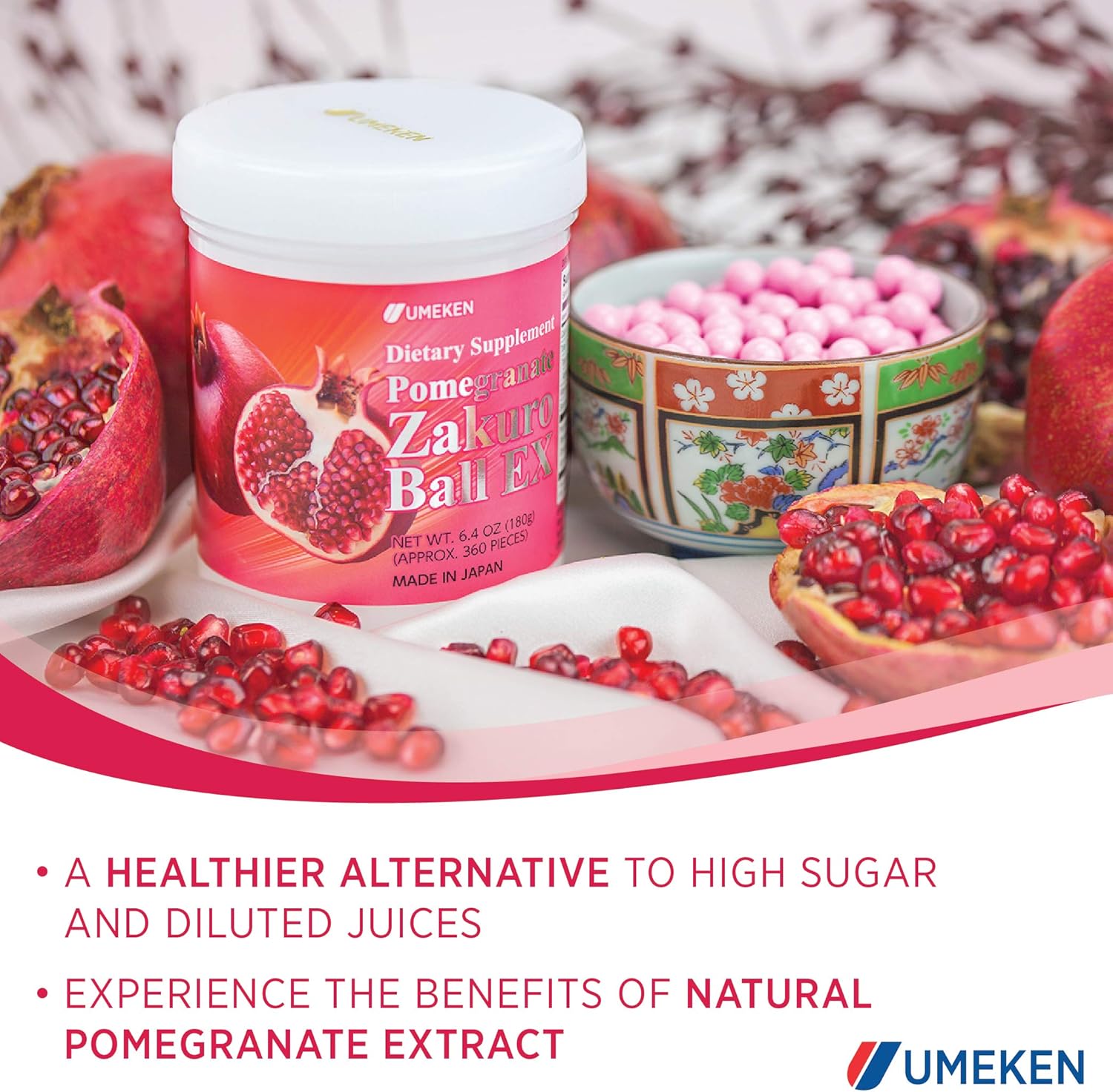 Umeken Pomegranate Chewable Supplement for Women - 4 Month Supply, 360 Count Bottle (2 Pack) - Natural Vitamins, Minerals, Citric Acids & Tannins