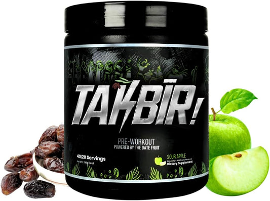 Ummah Labs TAKBIR! Halal Pre-Workout - Sour Apple Flavor, 40/20 Servings