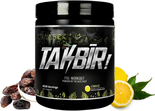 Ummah Labs TAKBIR! Halal Pre-Workout Powder - Lemon Ice Flavor (40/20 Servings)