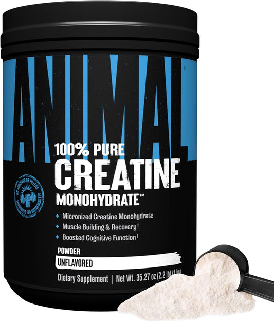 Unflavored Animal Micronized Creatine Monohydrate Powder 1000g - Supports Muscle Growth, Strength, and Recovery with ATP Production and Cognitive Benefits for Men & Women