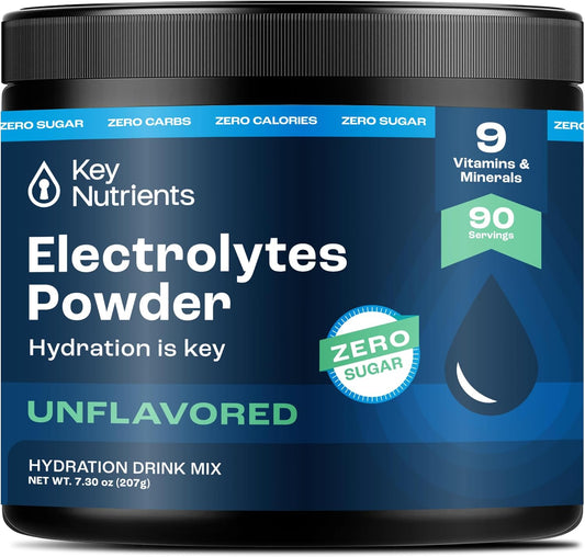 Unflavored Electrolyte Powder with Key Nutrients - Keto-Friendly Hydration Powder for Post Workout Recovery - 90 Servings
