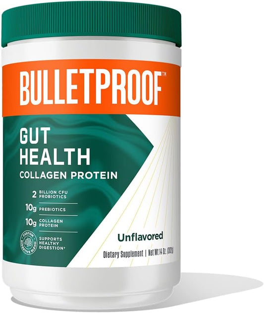 Unflavored Grass-Fed Collagen Peptides for Gut, Skin, Bone & Joint Support - 14oz Bulletproof Protein