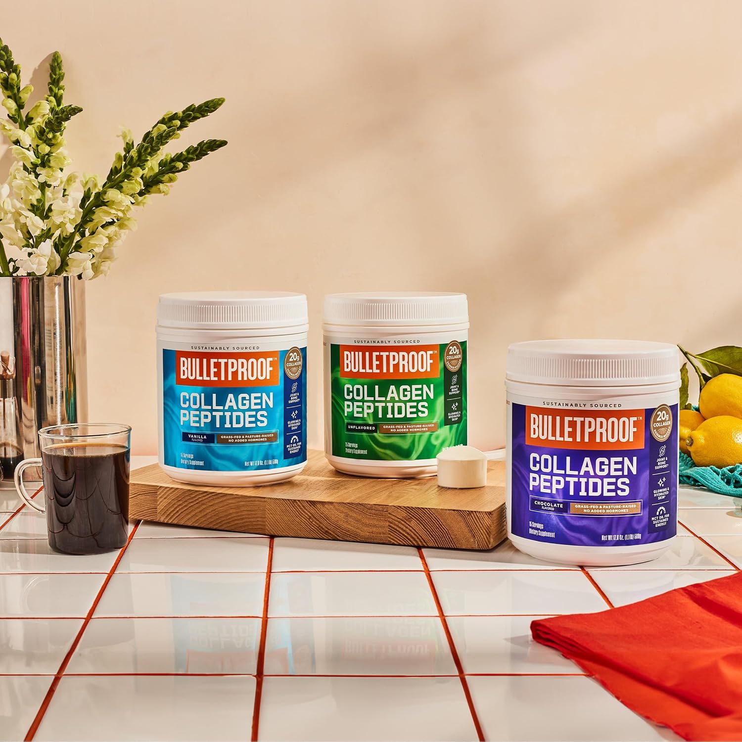Unflavored Grass-Fed Collagen Peptides for Gut, Skin, Bone & Joint Support - 14oz Bulletproof Protein
