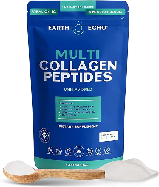 Unflavored Grass-Fed Multi Collagen Peptides Powder with Probiotics - Supports Immune & Gut Health, Radiant Skin - Dairy-Free