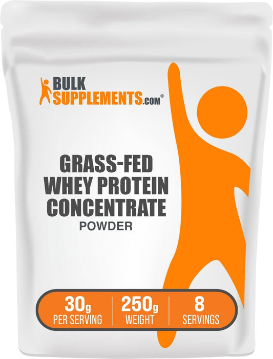 Unflavored Grass Fed Whey Protein Powder - Concentrate, Gluten Free, 30g per Serving - 250g (8.8 oz) - BulkSupplements.com