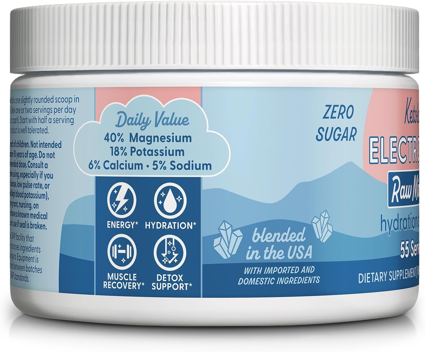 Unflavored Keto Electrolytes Powder with Raw Minerals and Glycine - No Sugar or Fillers