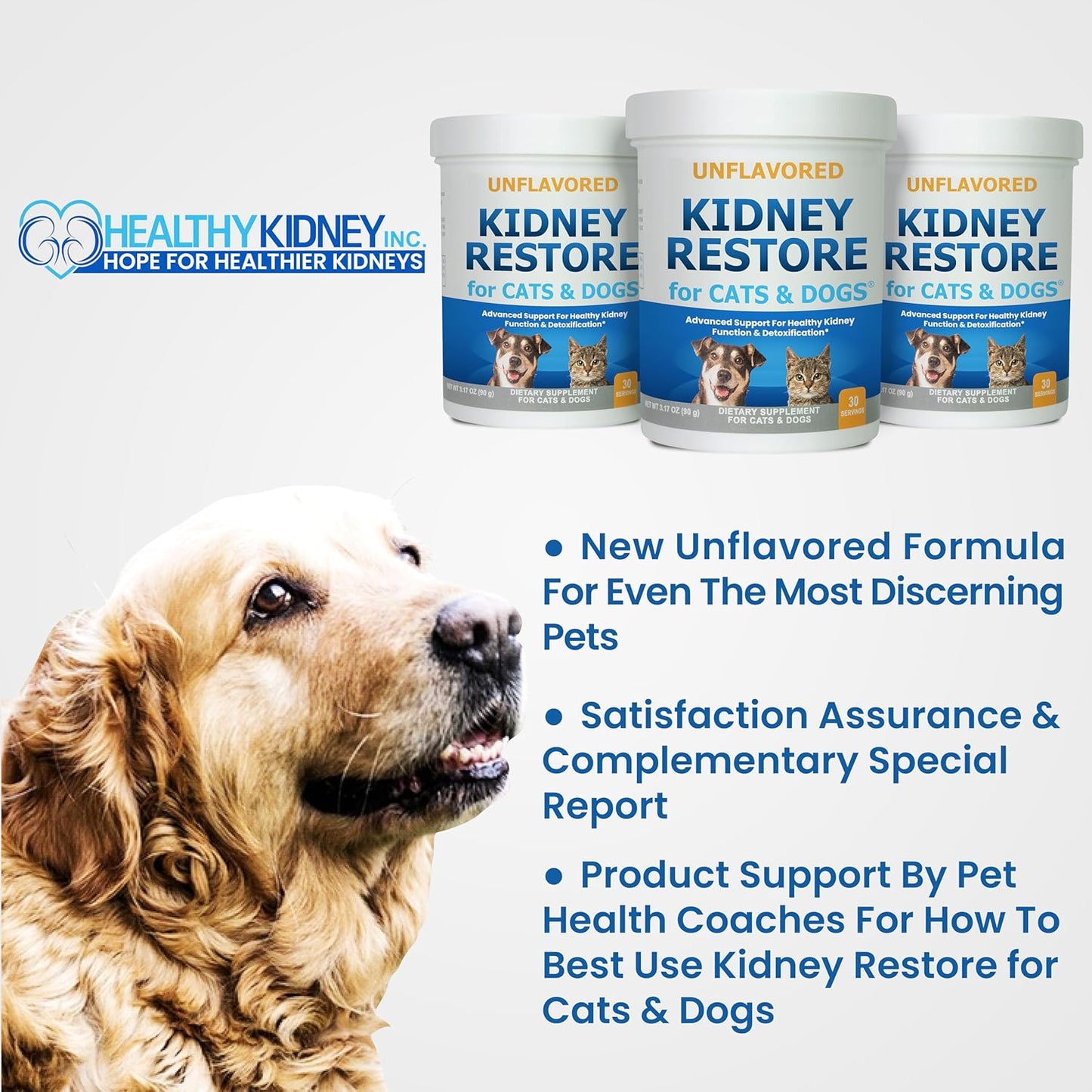 Unflavored Kidney Restore Supplement for Cats and Dogs - Supports Normal Kidney Function and Health in Pets
