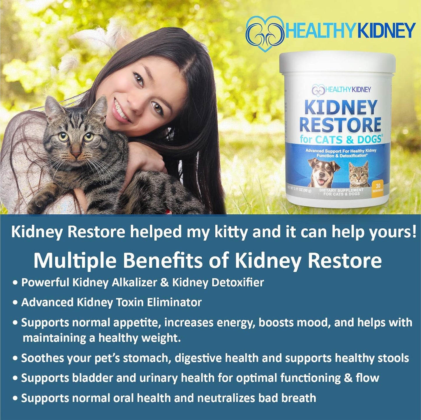 Unflavored Kidney Restore Supplement for Cats and Dogs - Supports Normal Kidney Function and Health in Pets